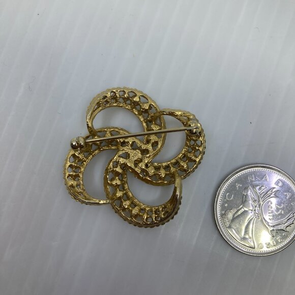 Vtg 1960 SPHINX turquoise glass beads gold tone numbered 0928 brooch - Picture 3 of 4